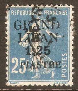Lebanon 1924 1,25p on 25c Blue. SG6.